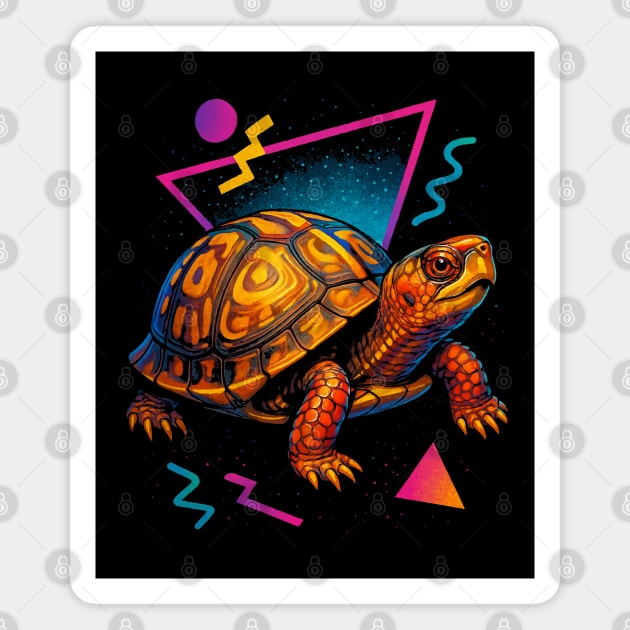 Retro Neon Three Toed Box Turtle Magnet by Reptiq's Store